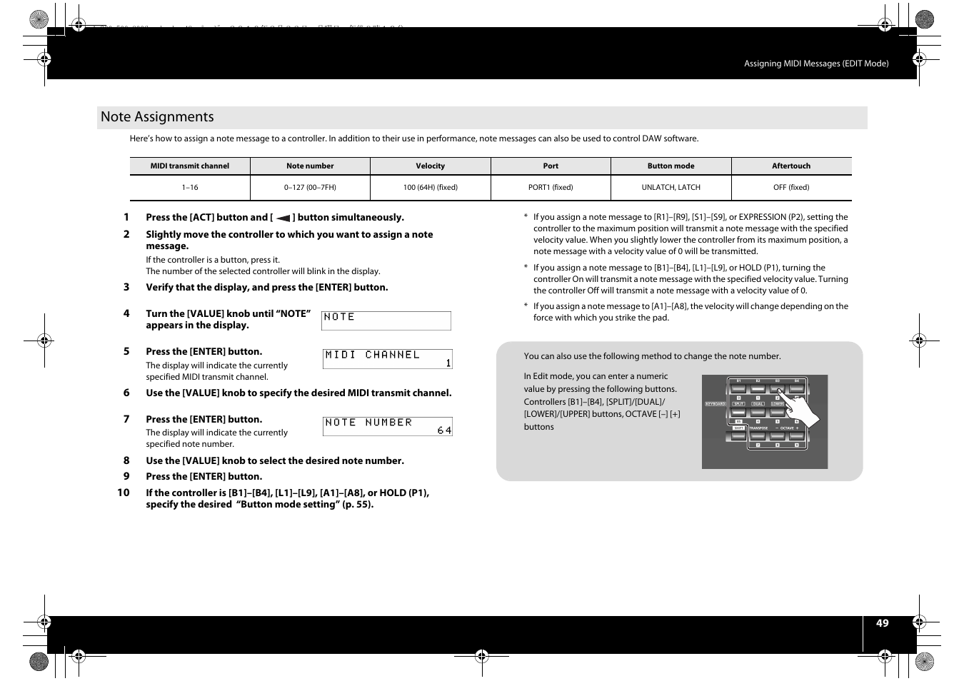 Note assignments, P. 49 | Roland cakewalk A-800PRO User Manual | Page 49 / 92