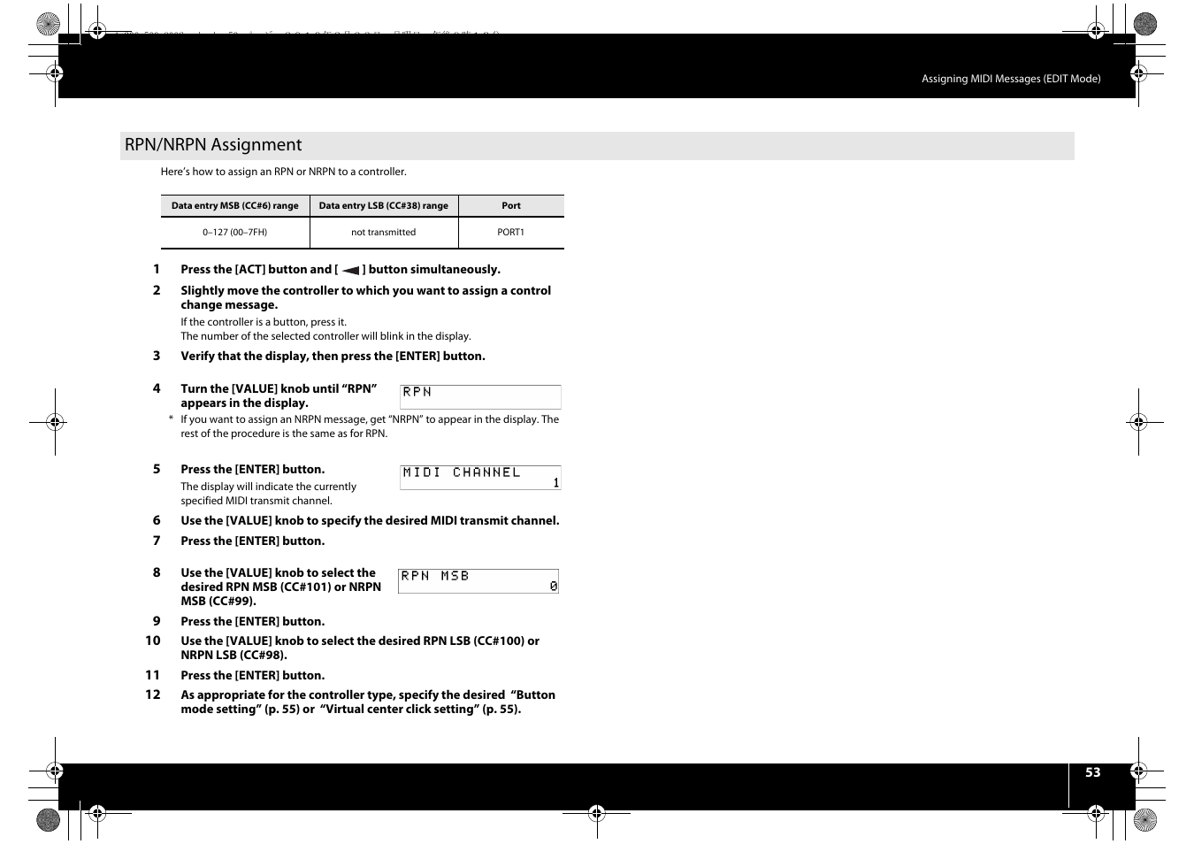 Rpn/nrpn assignment, P. 53 | Roland cakewalk A-800PRO User Manual | Page 53 / 92