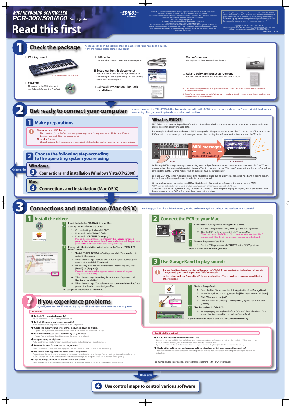 Roland EDIROL PCR-500 User Manual | 2 pages