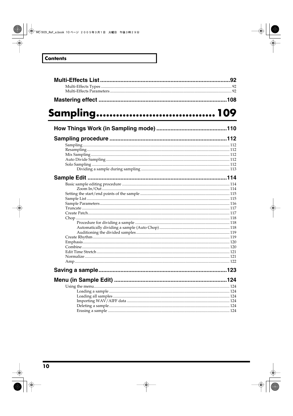 Sampling | Roland MC-909 User Manual | Page 10 / 180