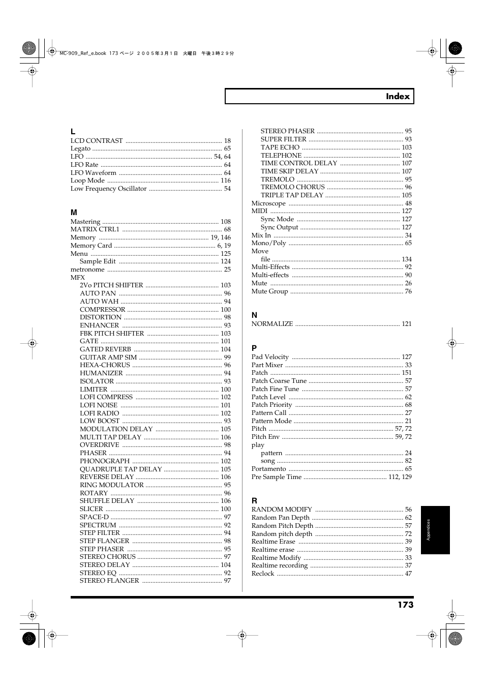 Roland MC-909 User Manual | Page 173 / 180