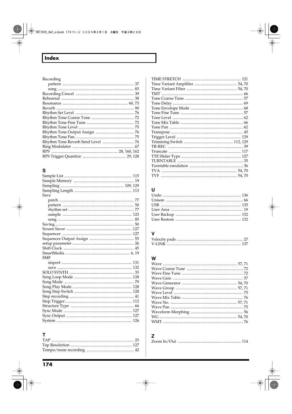 Roland MC-909 User Manual | Page 174 / 180