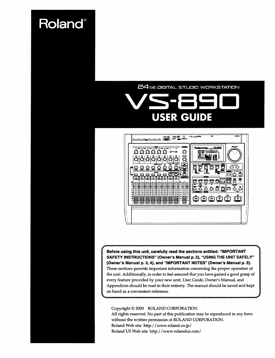 Roland 24 bit Digital Studio Workstation VS-890 User Manual | 148 pages