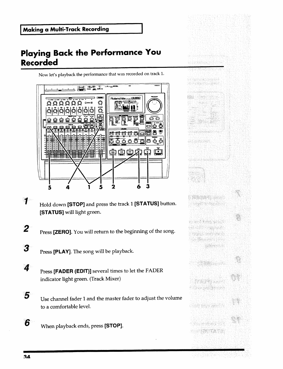 Playing back the performance you recorded | Roland 24 bit Digital Studio Workstation VS-890 User Manual | Page 34 / 148