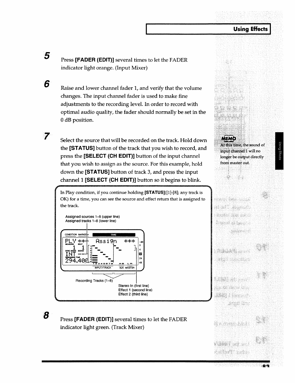 Using effects | Roland 24 bit Digital Studio Workstation VS-890 User Manual | Page 83 / 148