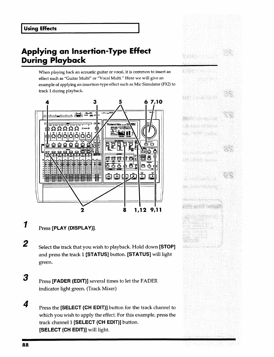 Applying an insertion-type effect during playback | Roland 24 bit Digital Studio Workstation VS-890 User Manual | Page 88 / 148
