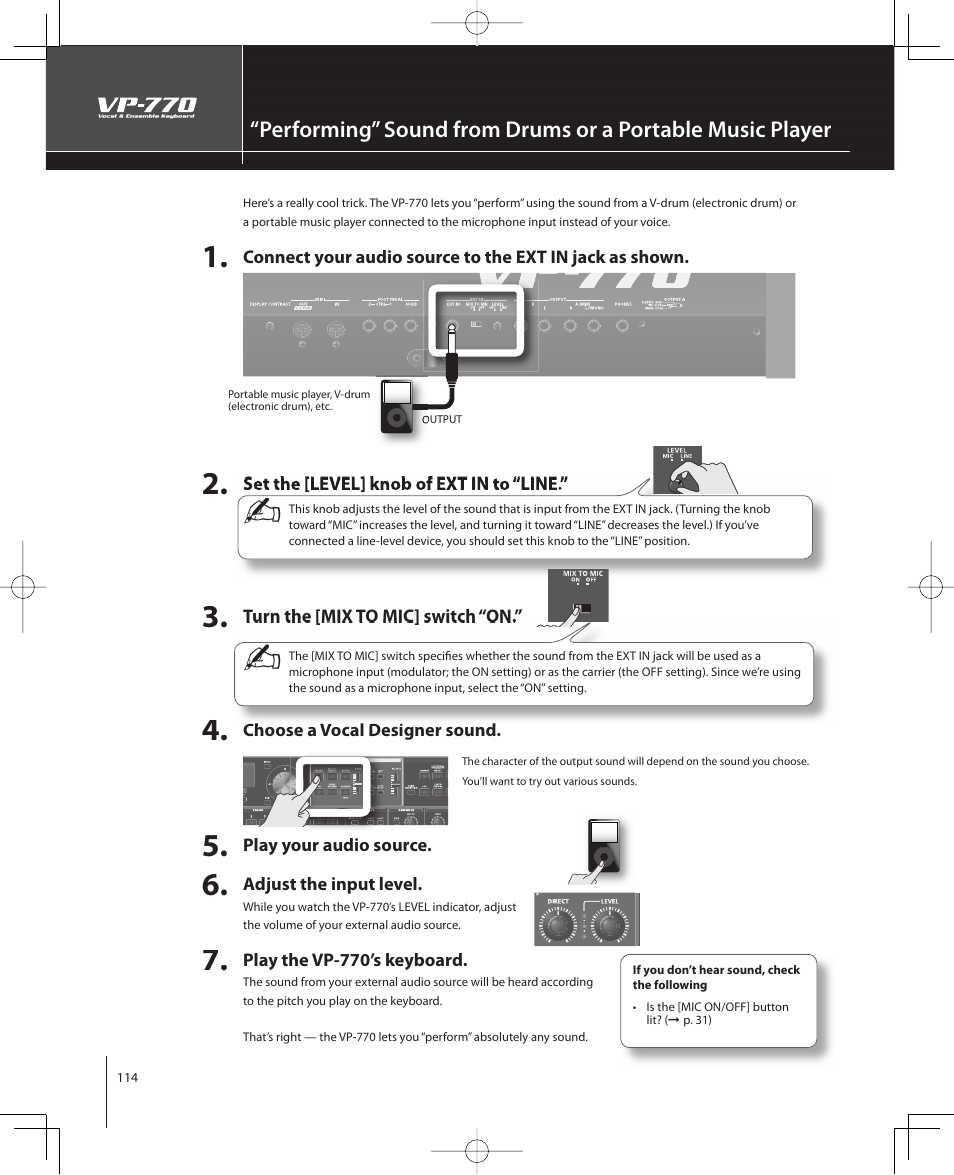 Roland VP-770 User Manual | Page 114 / 128