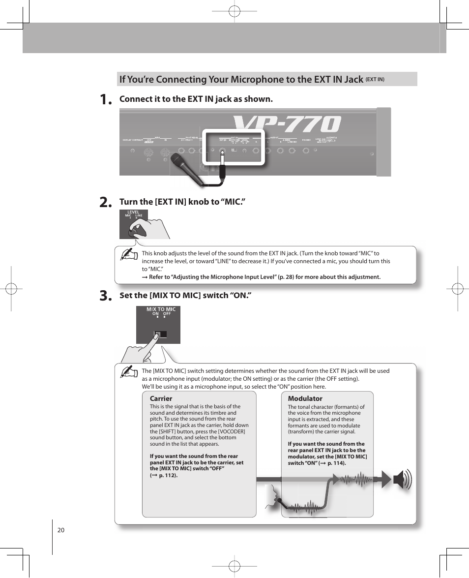 Roland VP-770 User Manual | Page 20 / 128