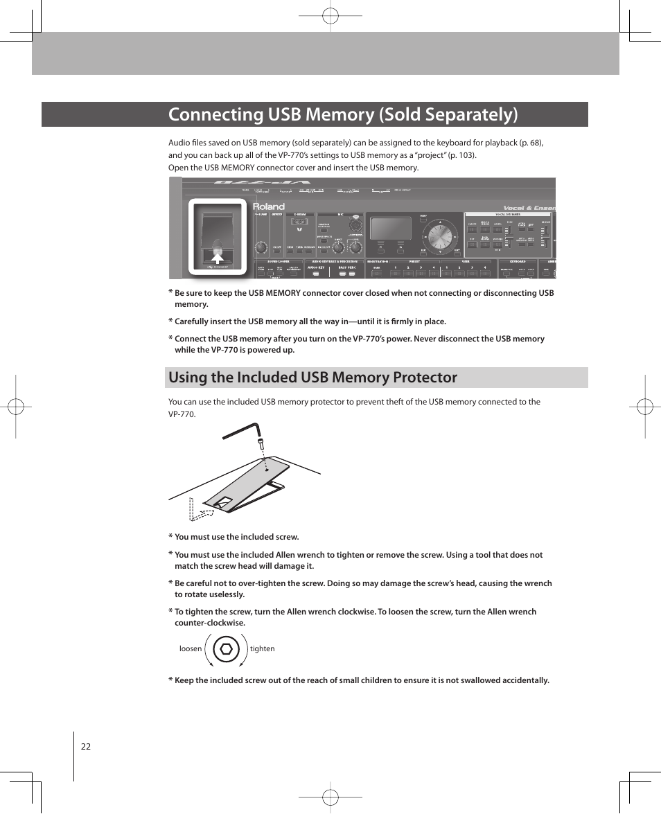 Roland VP-770 User Manual | Page 22 / 128
