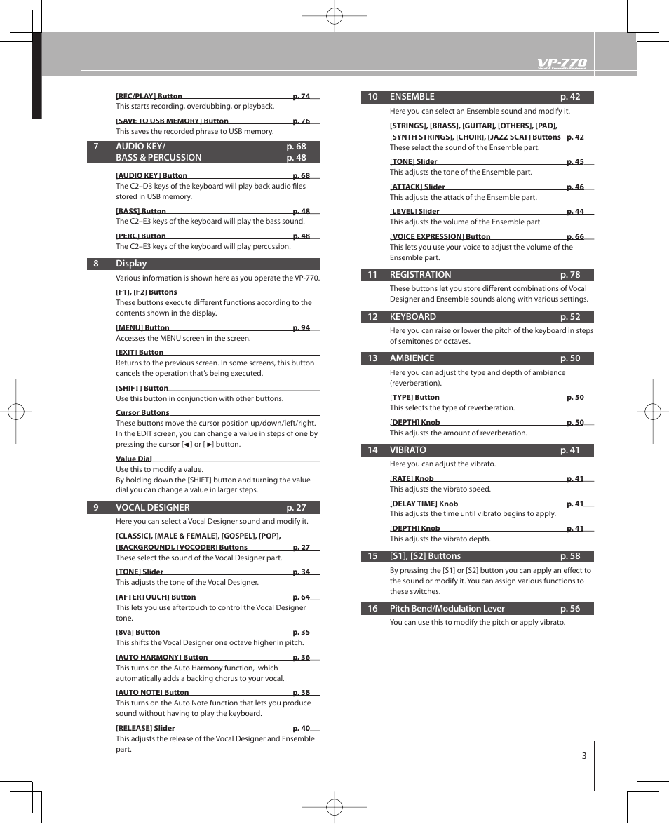 Roland VP-770 User Manual | Page 3 / 128
