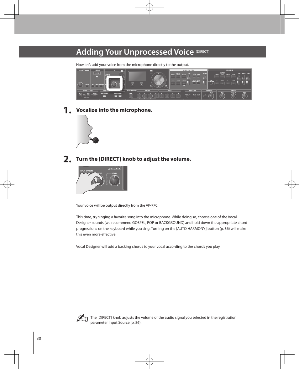 Adding your unprocessed voice | Roland VP-770 User Manual | Page 30 / 128