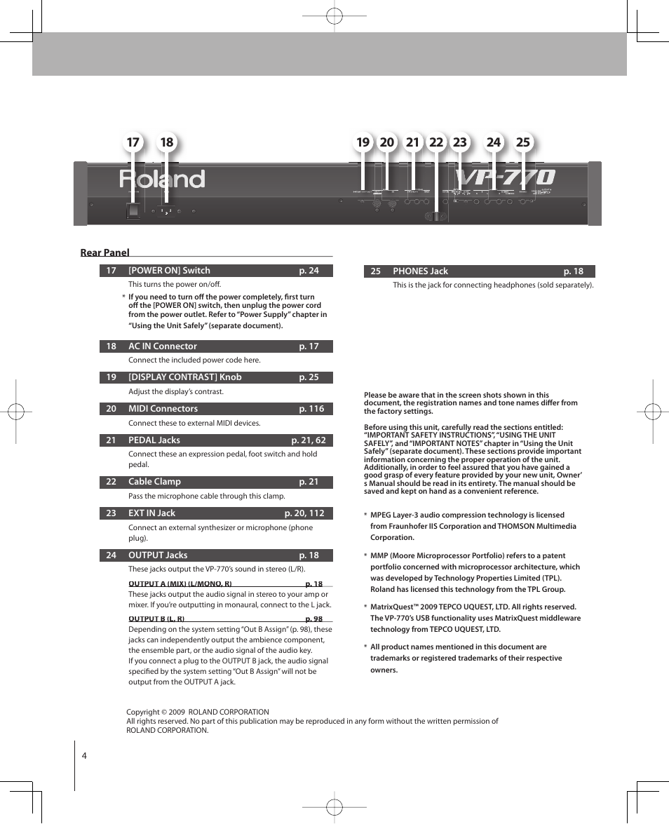 Roland VP-770 User Manual | Page 4 / 128