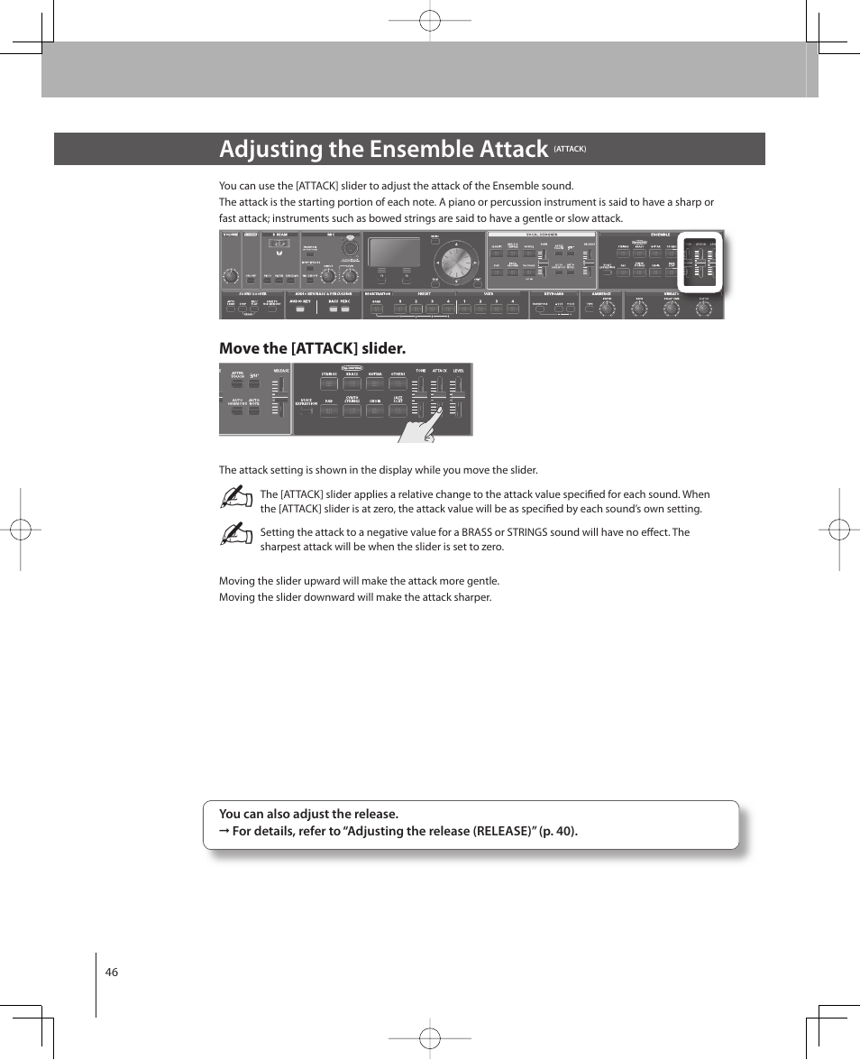 Adjusting the ensemble attack | Roland VP-770 User Manual | Page 46 / 128