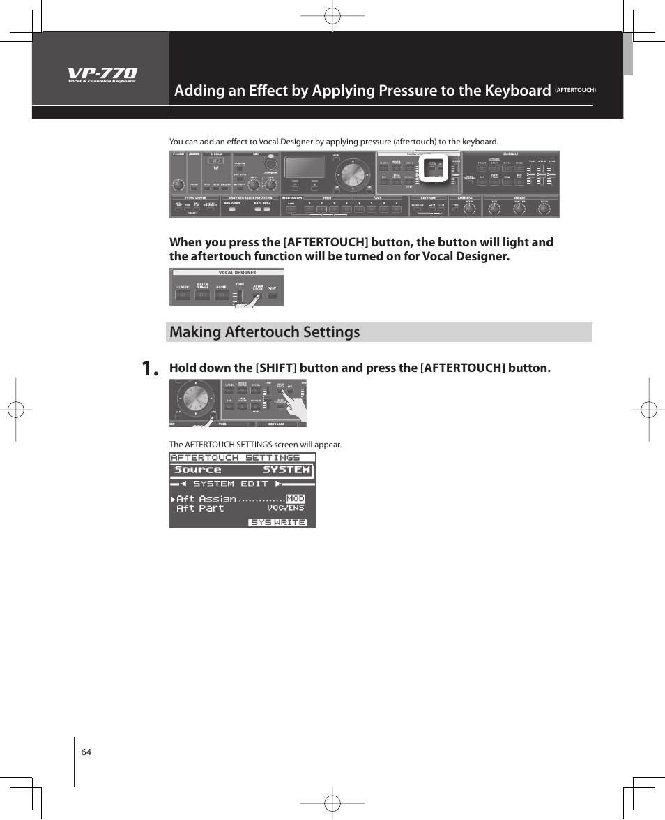 Making aftertouch settings | Roland VP-770 User Manual | Page 64 / 128