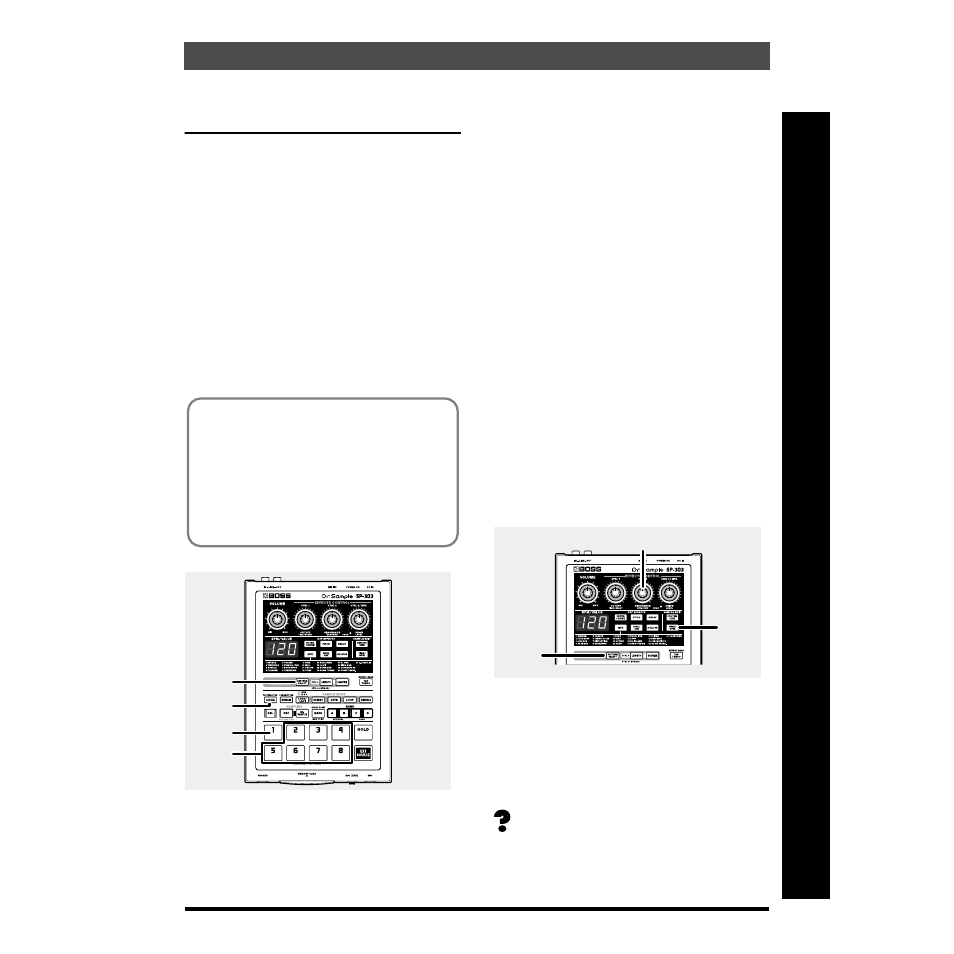 Try playing a pattern, Playing with the tempo changed, Quick start | Roland SP-303 User Manual | Page 15 / 77