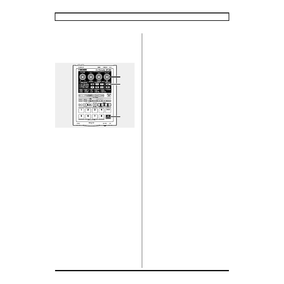 Adjusting the volume of the external input sounds | Roland SP-303 User Manual | Page 20 / 77