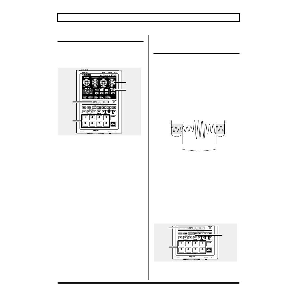 Setting the sample volume, Adjusting both the start and end points, Preventing unneeded portions from being played | Markers/start point/end point) | Roland SP-303 User Manual | Page 39 / 77