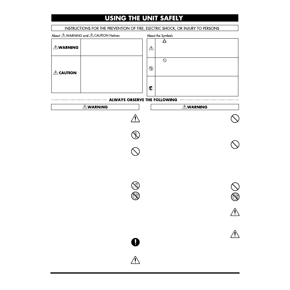 Using the unit safely important notes | Roland DM-5 User Manual | Page 3 / 20