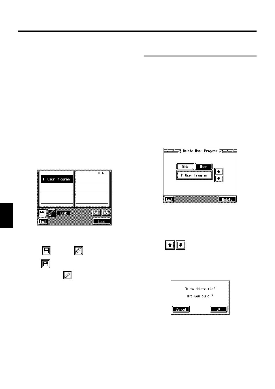 Loading saved user program sets, Deleting saved user program sets, 110 chapter 5 user program registration | Roland KF-7 User Manual | Page 110 / 192