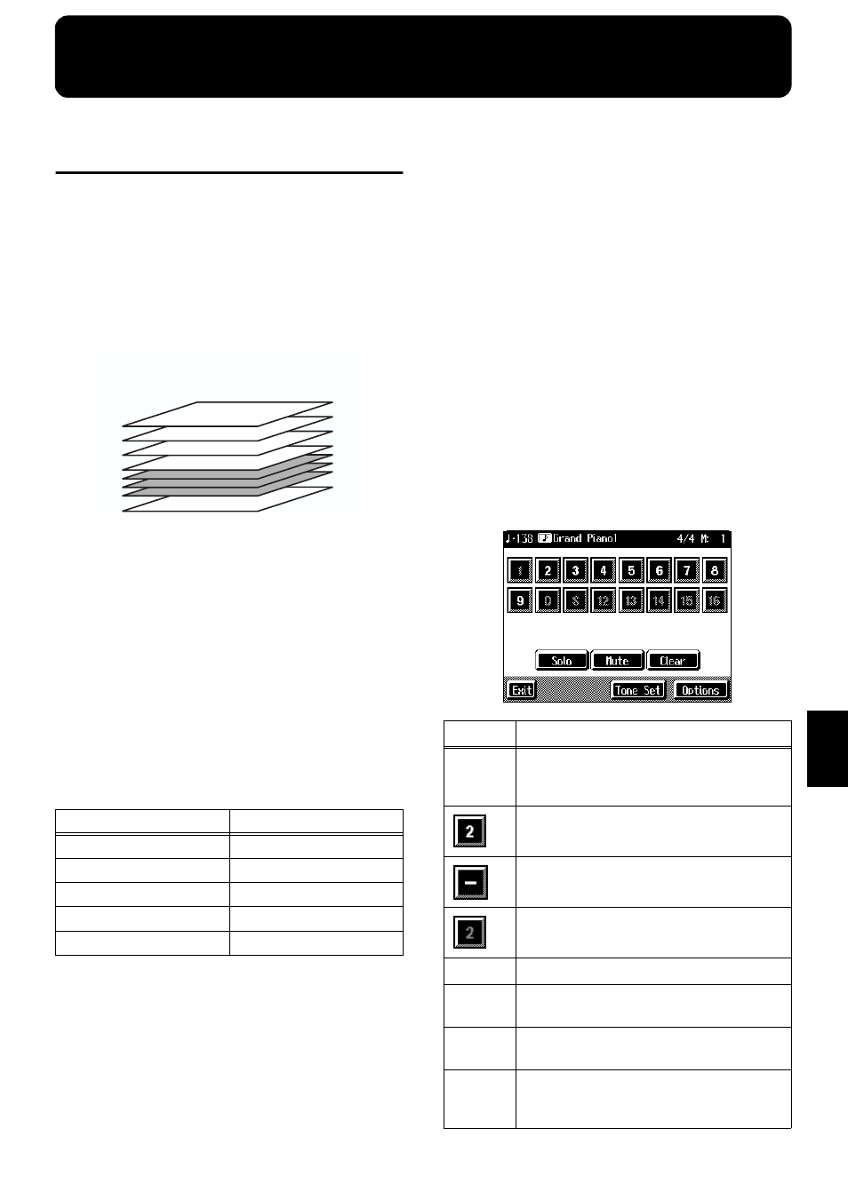 Chapter 6 creating and editing songs, The 16-track sequencer screen, Song (p. 87, p. 113, p. 130) | Roland KF-7 User Manual | Page 113 / 192