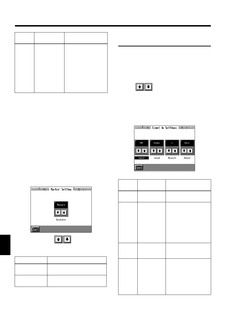 Placing a marker in the middle of a measure, Settings for the count-in, You can change the count sound settings (p. 146) | Measures. refer to “placing a, Marker in the middle of a, Measure” (p. 146), 146 chapter 8 various settings | Roland KF-7 User Manual | Page 146 / 192