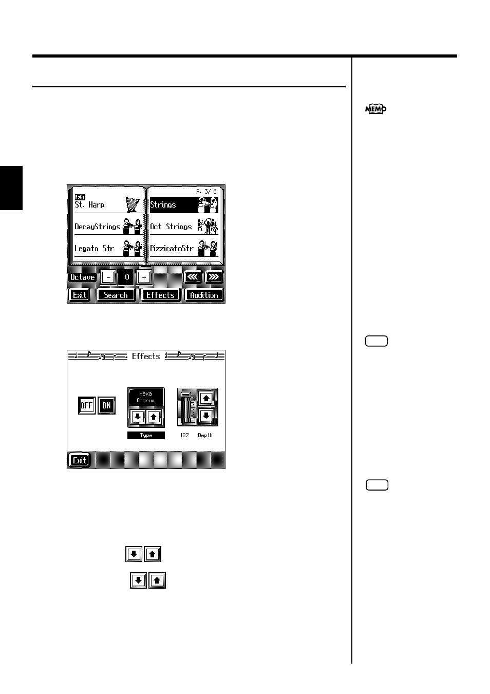 Adding effects to each tone and voice, Applying effects to the sound (effects) | Roland KF-7 User Manual | Page 32 / 192