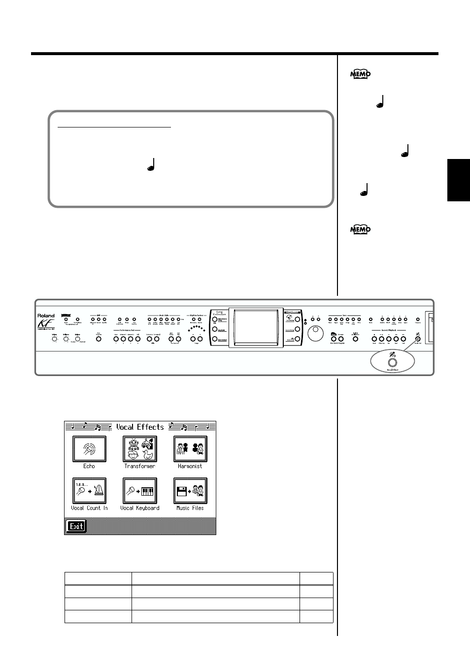 Adding effects to mic vocals (vocal effect), P. 33), 33 chapter 1 performance | About the effect settings | Roland KF-7 User Manual | Page 33 / 192
