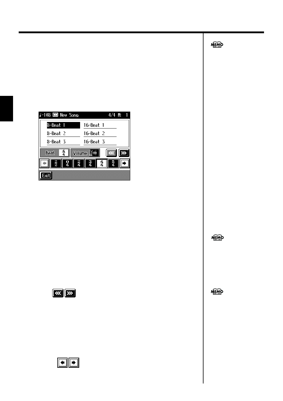 Playing rhythm, Changing the rhythm settings, Plays the rhythm pattern (p. 44) | Roland KF-7 User Manual | Page 44 / 192