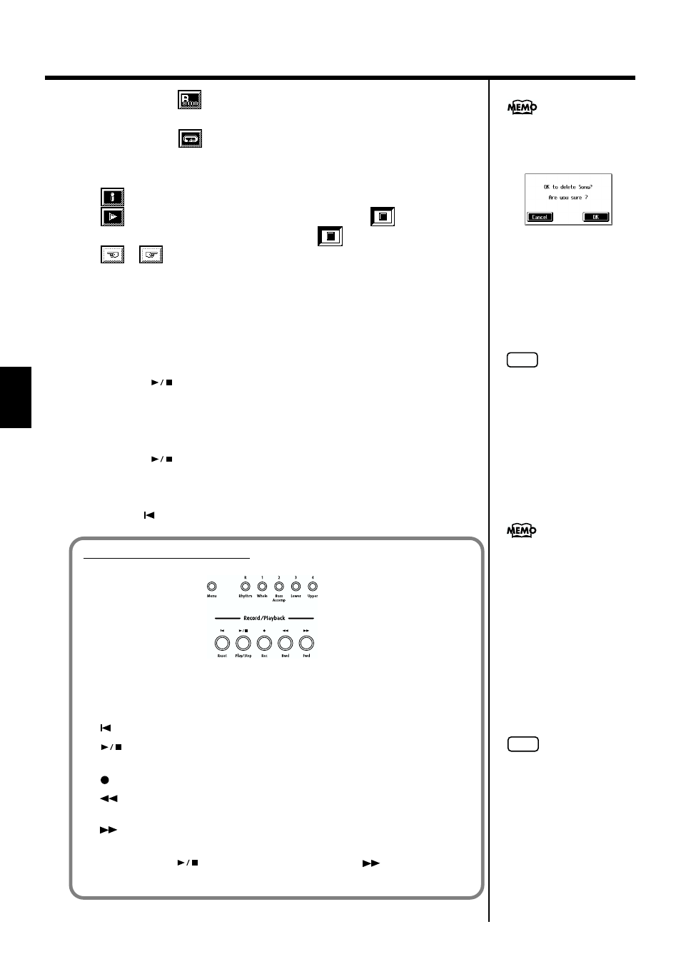 66 chapter 3 song playback and practice functions, Record/playback buttons | Roland KF-7 User Manual | Page 66 / 192