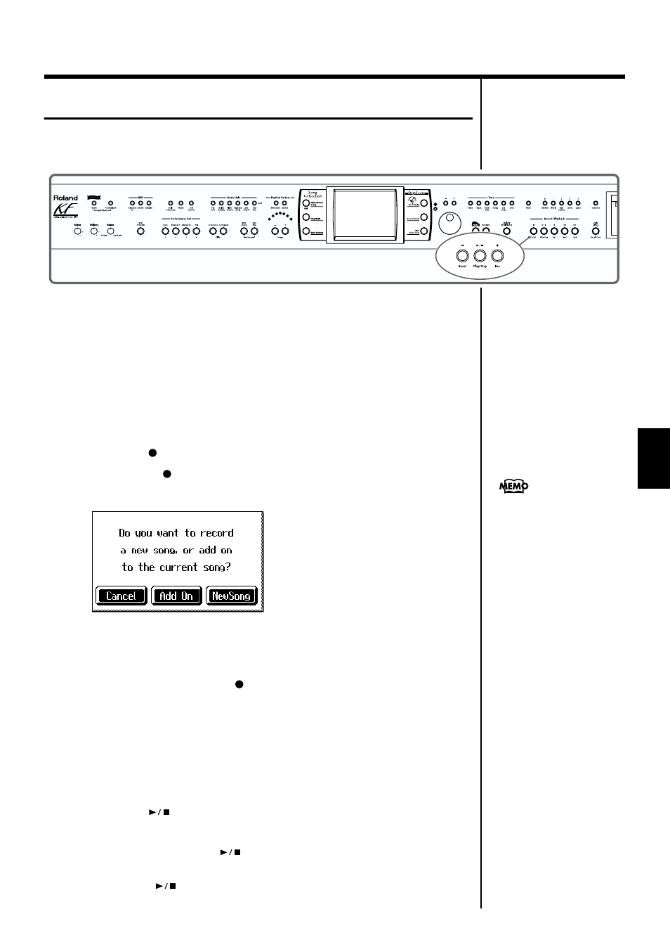 Recording a new song (new song), Standby (p. 91, p. 113), Recording a new song | New song)” (p. 91)), Is turned off. be sure to save | Roland KF-7 User Manual | Page 91 / 192