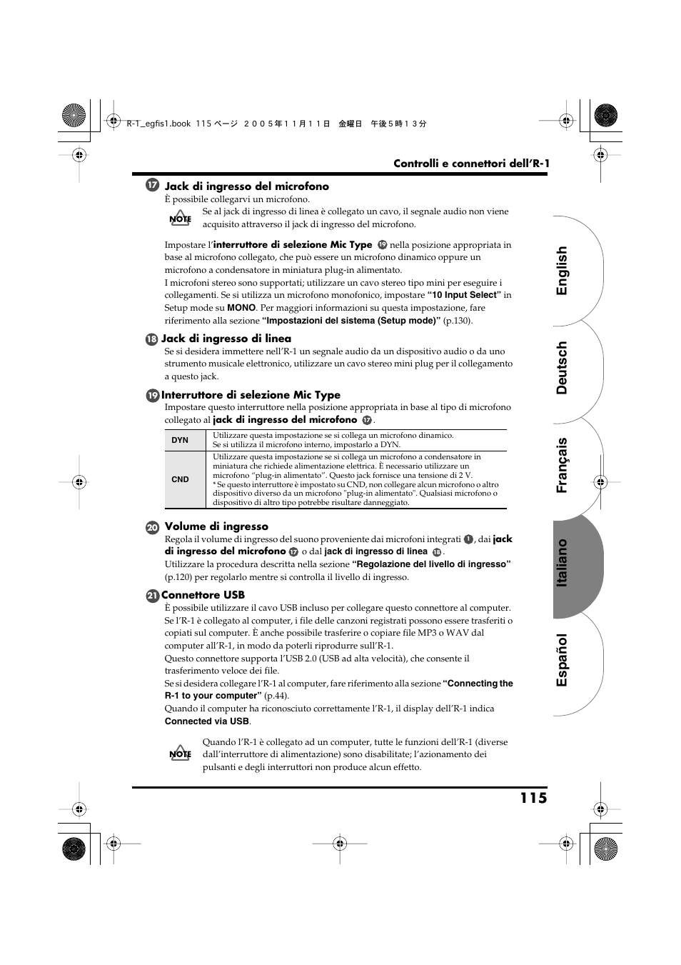 English deutsch français italiano español 115 | Roland R-1 User Manual | Page 115 / 160