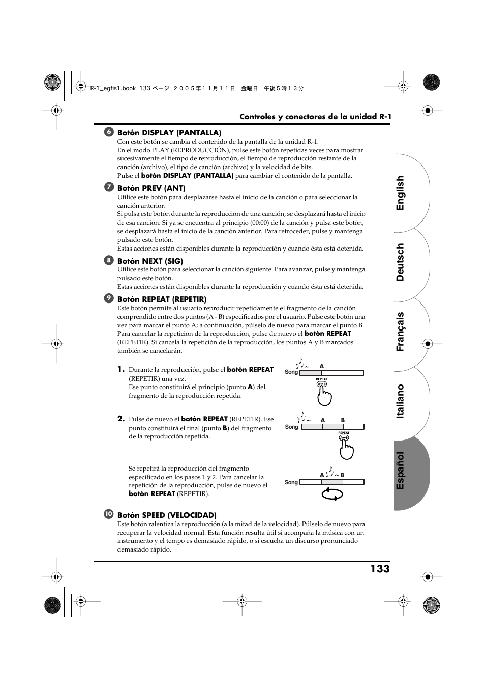 English deutsch français italiano español 133 | Roland R-1 User Manual | Page 133 / 160