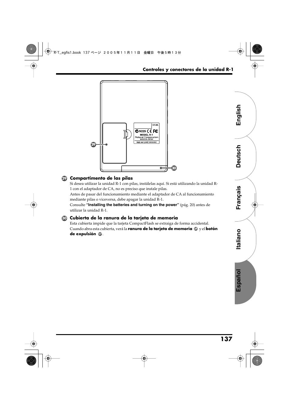 English deutsch français italiano español 137 | Roland R-1 User Manual | Page 137 / 160