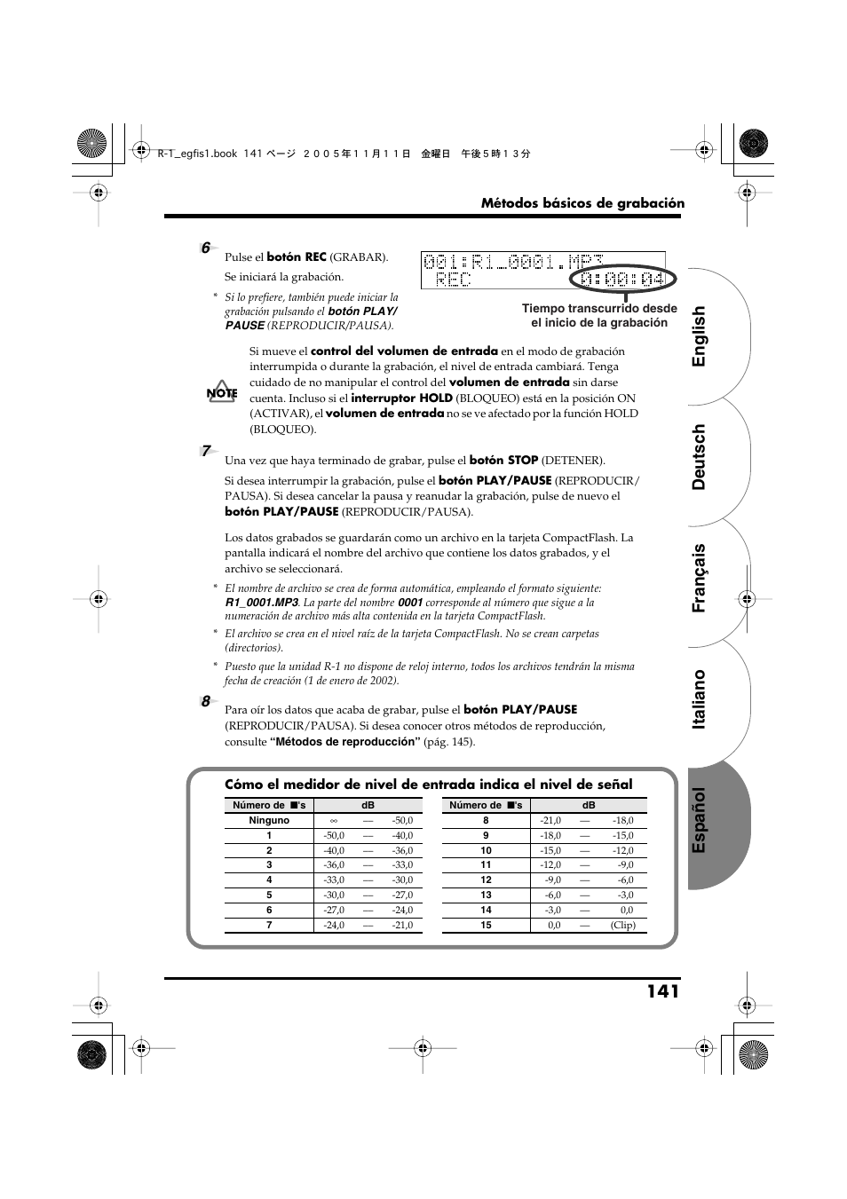 English deutsch français italiano español 141 | Roland R-1 User Manual | Page 141 / 160