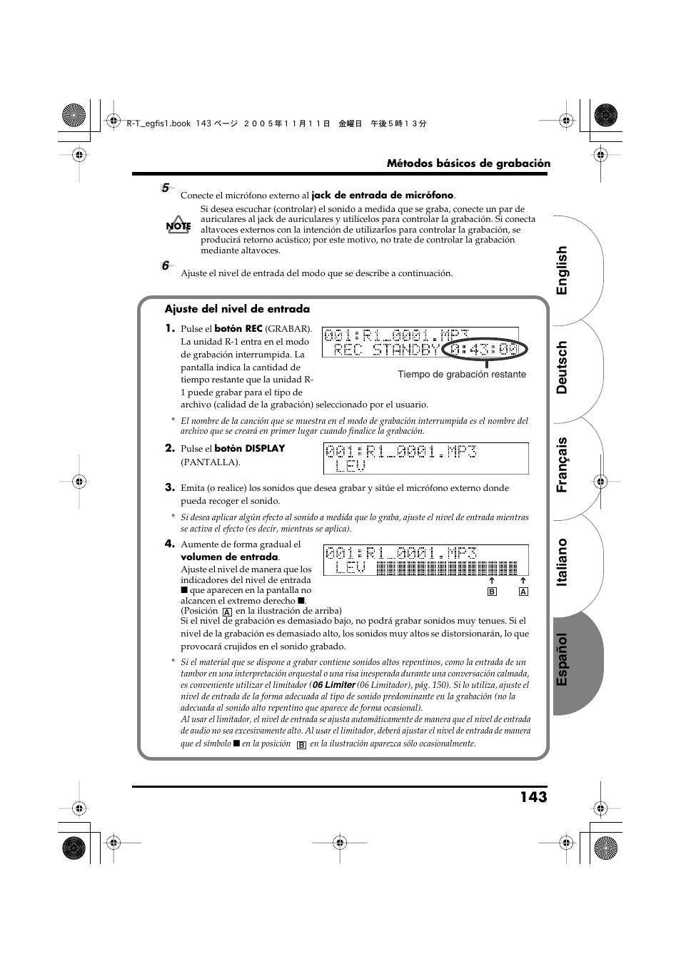 English deutsch français italiano español 143 | Roland R-1 User Manual | Page 143 / 160