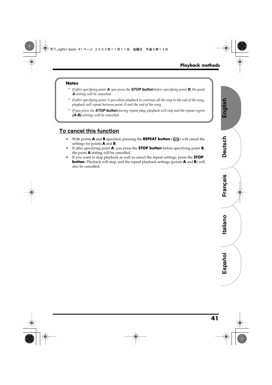 English deutsch français italiano español 41 | Roland R-1 User Manual | Page 41 / 160