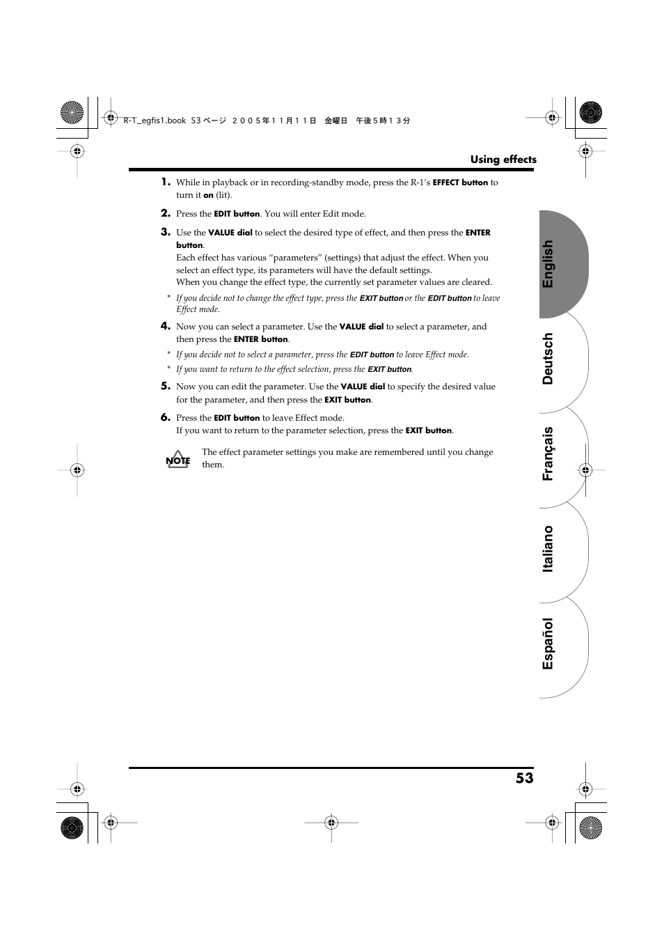 English deutsch français italiano español 53 | Roland R-1 User Manual | Page 53 / 160