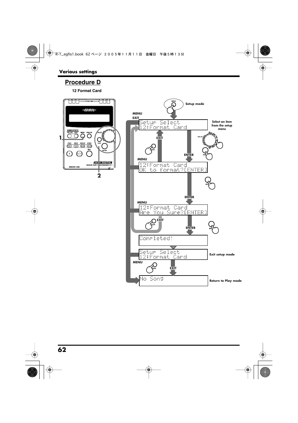 D (p. 62), Procedure d | Roland R-1 User Manual | Page 62 / 160