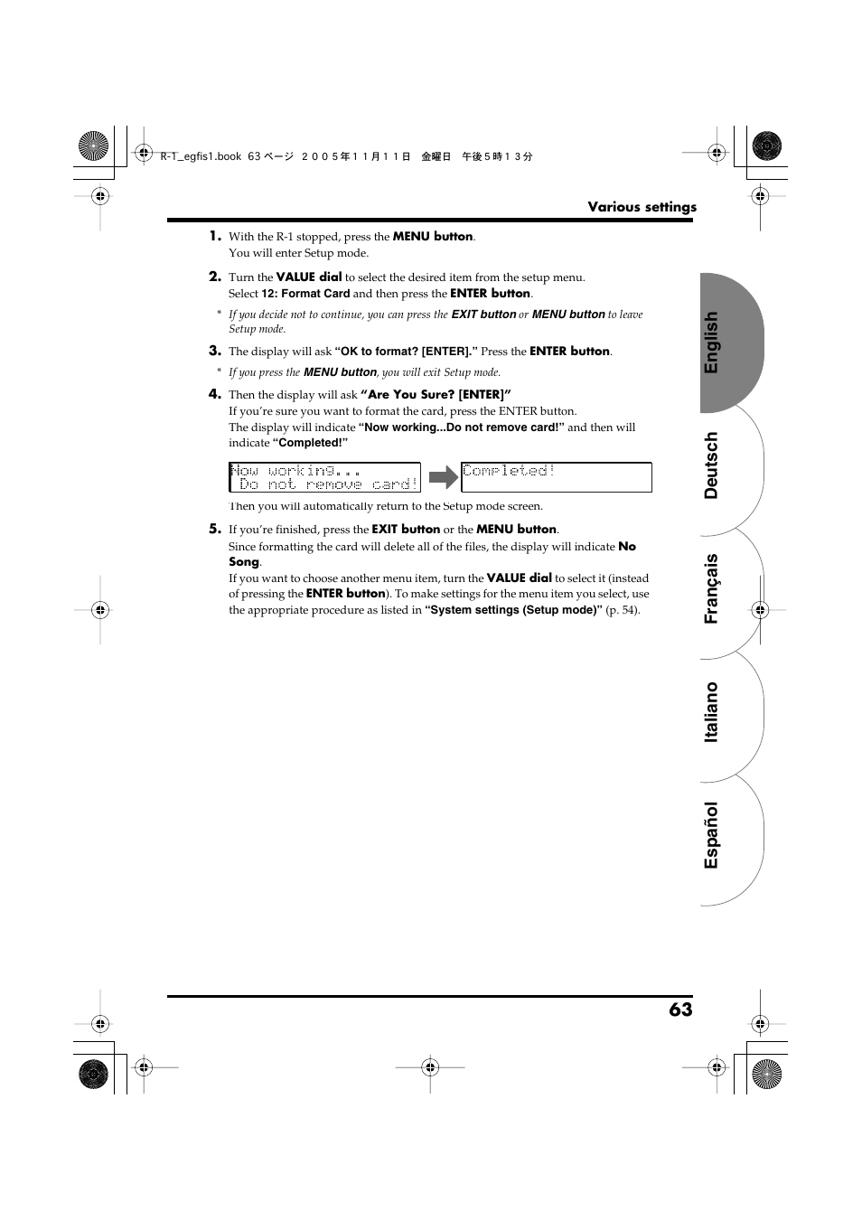 English deutsch français italiano español 63 | Roland R-1 User Manual | Page 63 / 160