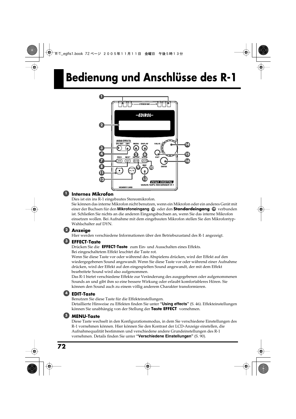 Bedienung und anschlüsse des r-1 | Roland R-1 User Manual | Page 72 / 160