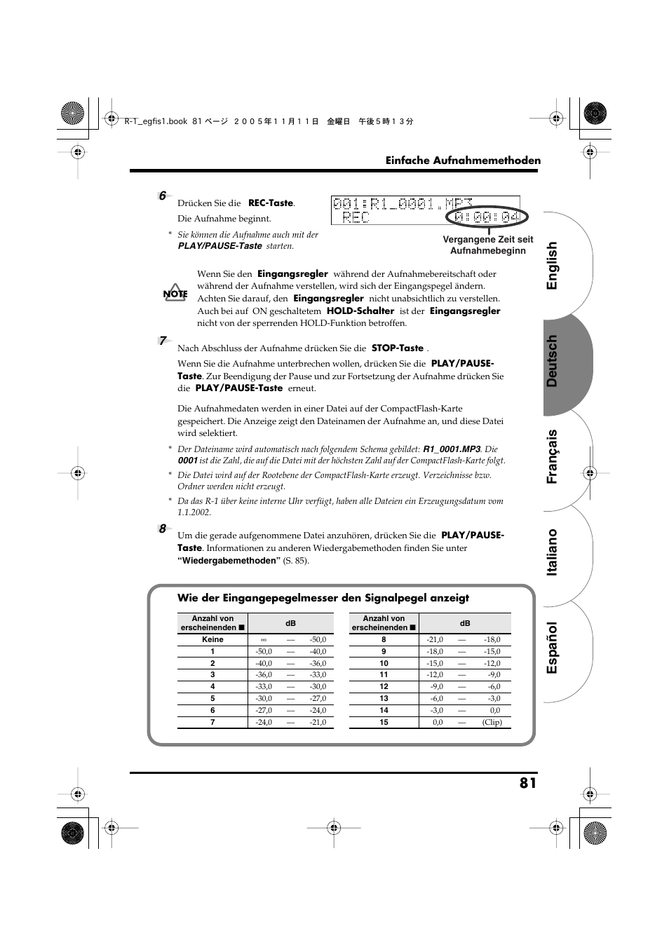English deutsch français italiano español 81 | Roland R-1 User Manual | Page 81 / 160