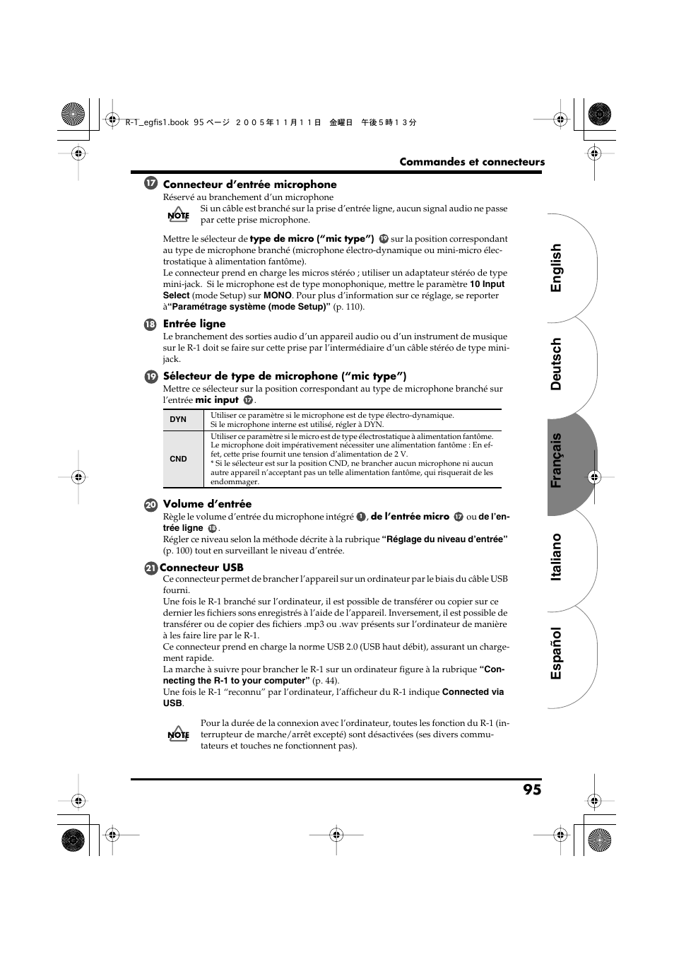 English deutsch français italiano español 95 | Roland R-1 User Manual | Page 95 / 160