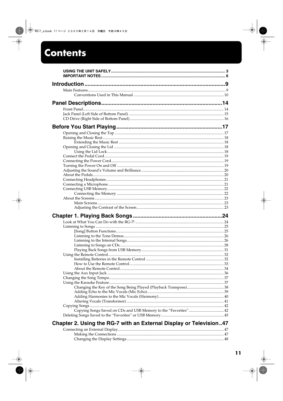 Roland RG-7 User Manual | Page 12 / 122