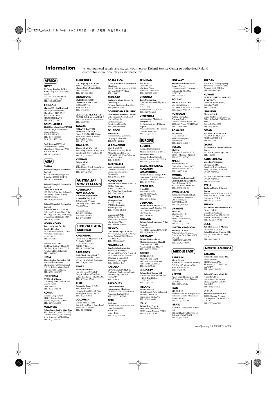 Information | Roland RG-7 User Manual | Page 120 / 122