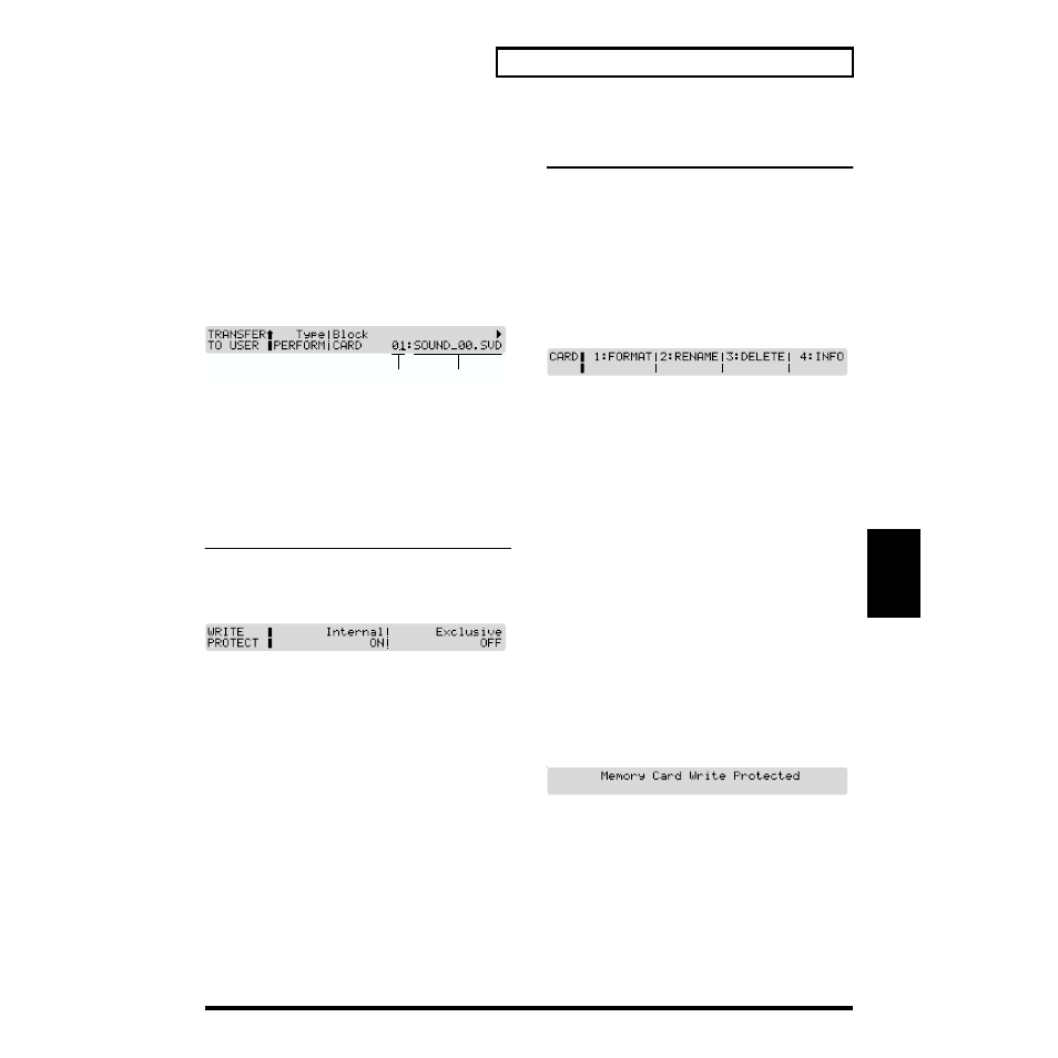 Preventing user memory writing operation (protect), Memory card-related settings (card), P. 121) | Rewritten (p. 121) | Roland XP-30 User Manual | Page 121 / 216