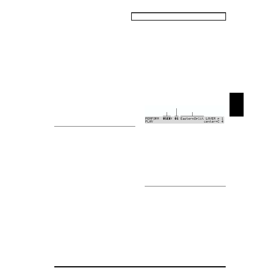 Playing in performance mode, Selecting a performance, While you press [perform] to select gm mode | P. 51, 124 | Roland XP-30 User Manual | Page 51 / 216