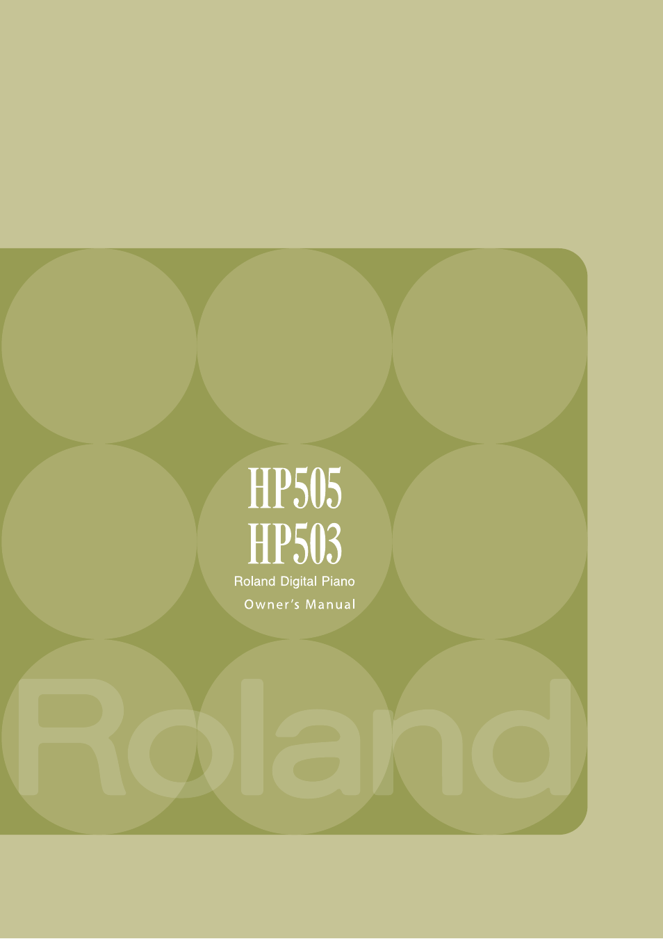 Roland DIGITAL PIANO HP505 User Manual | 68 pages