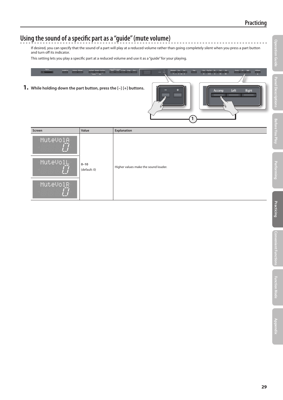 Practicing | Roland DIGITAL PIANO HP505 User Manual | Page 29 / 68