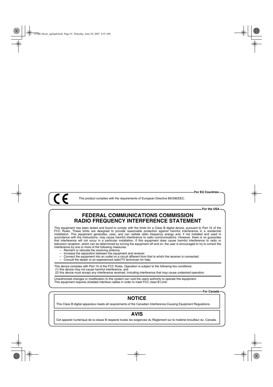 Notice avis | Roland CUBE STREET User Manual | Page 43 / 44