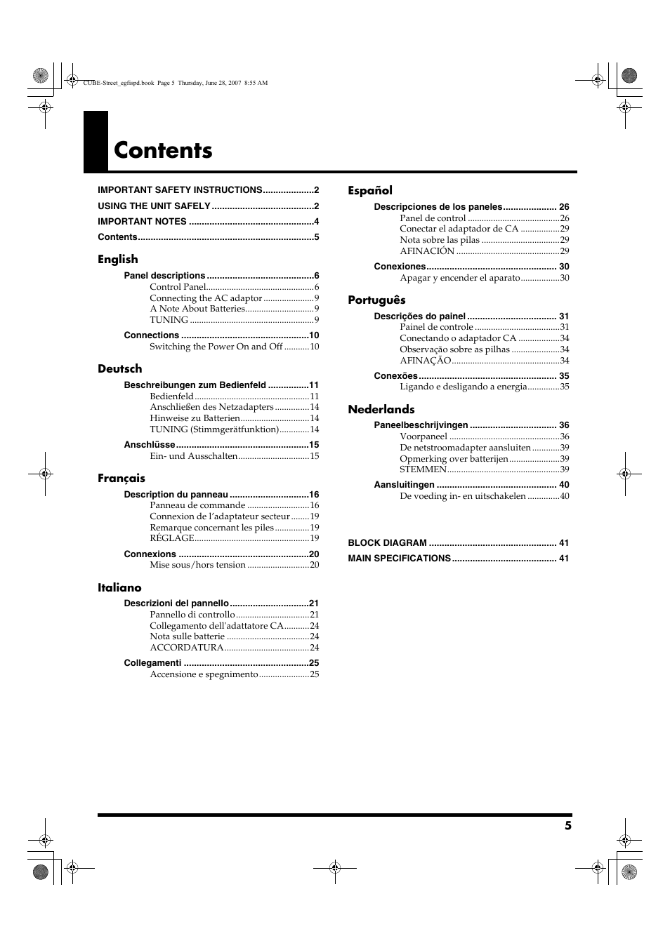 Roland CUBE STREET User Manual | Page 5 / 44